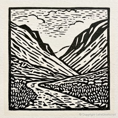 Honister Pass in Bold Monochrome - lake district valley art print and canvas by Isaac Denton A.I