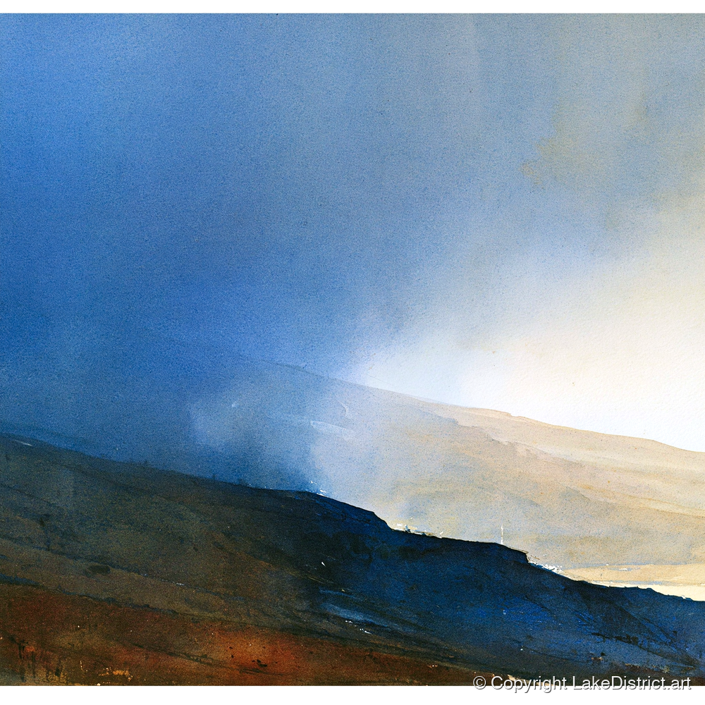 Indigo Clouds Over Rolling Fells - lake district fell art print and canvas by Nathaniel Ward A.I