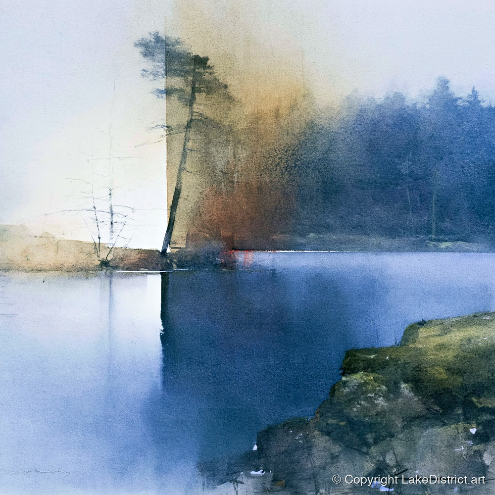 Indigo Tarn Hows Leaning Pine - lake district lake art print and canvas by Nathaniel Ward A.I
