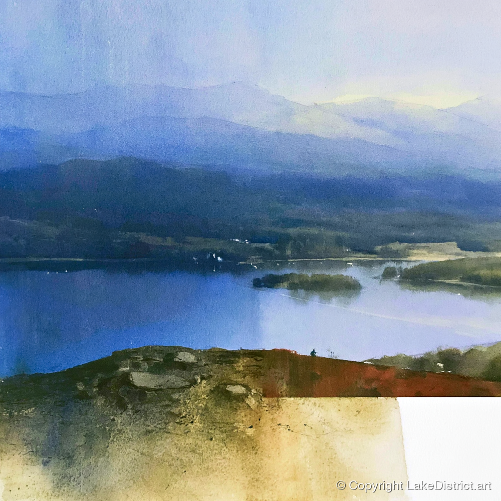 Indigo Windermere from Brant Fell - lake district village art print and canvas by Nathaniel Ward A.I
