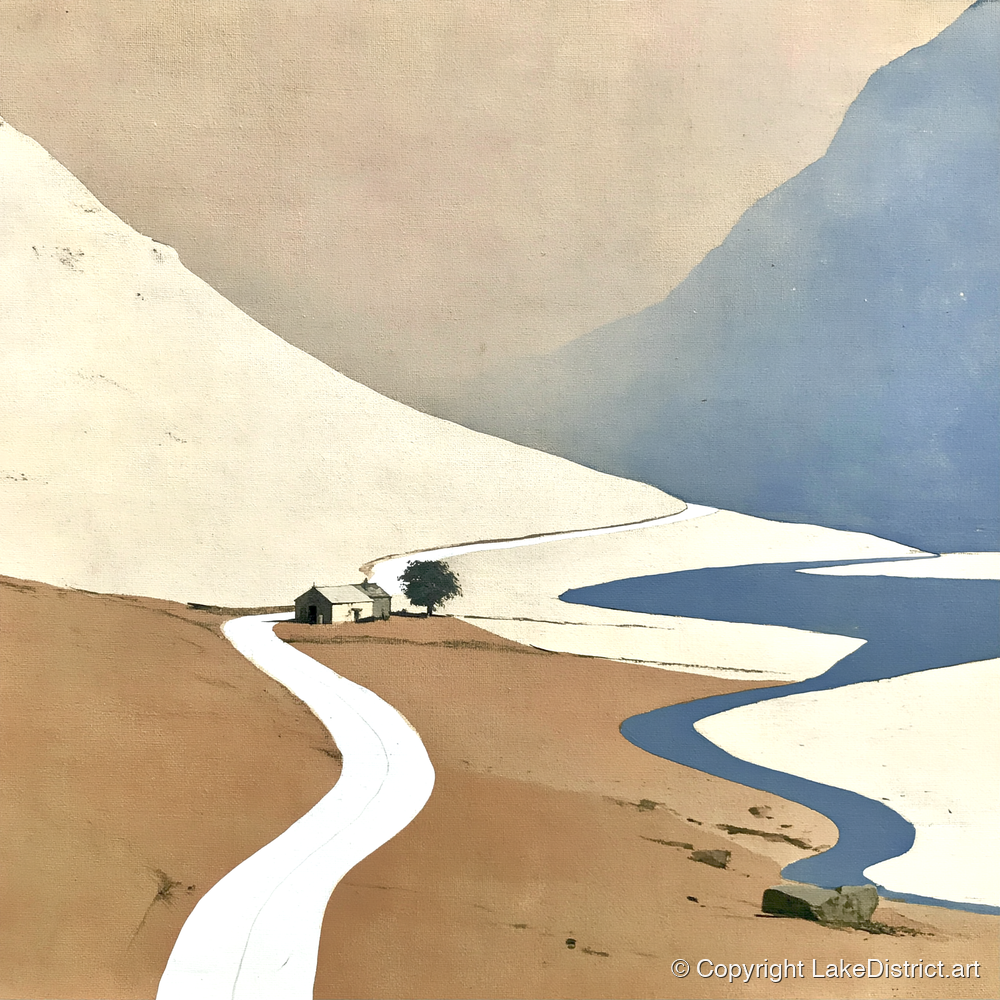 Kirkstone Pass Minimalist Landscape - lake district valley art print and canvas by Phillip Marbury A.I