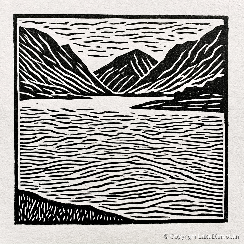 Lake and Fells in Monochrome - lake district lake art print and canvas by Isaac Denton A.I