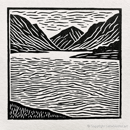 Lake and Fells in Monochrome - lake district lake art print and canvas by Isaac Denton A.I