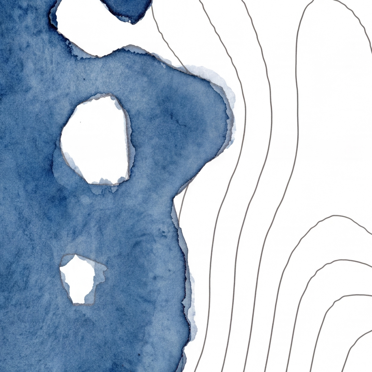 Angle Tarn map poster close-up: the watercolour lake and the pen-drawn contour lines