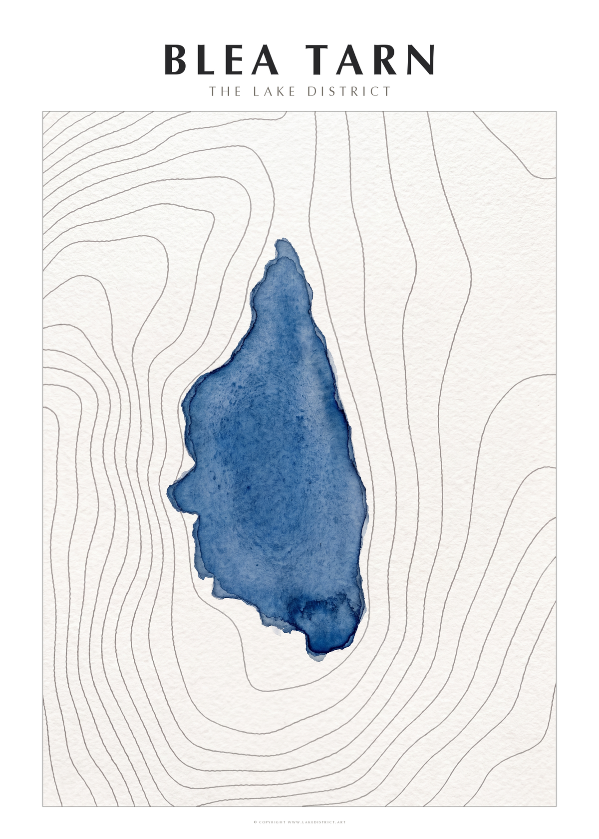 Blea Tarn watercolour contour map poster, Lake District