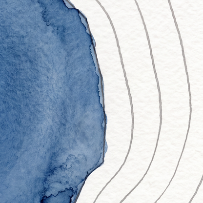 Blea Water map poster close-up: the watercolour lake and the pen-drawn contour lines