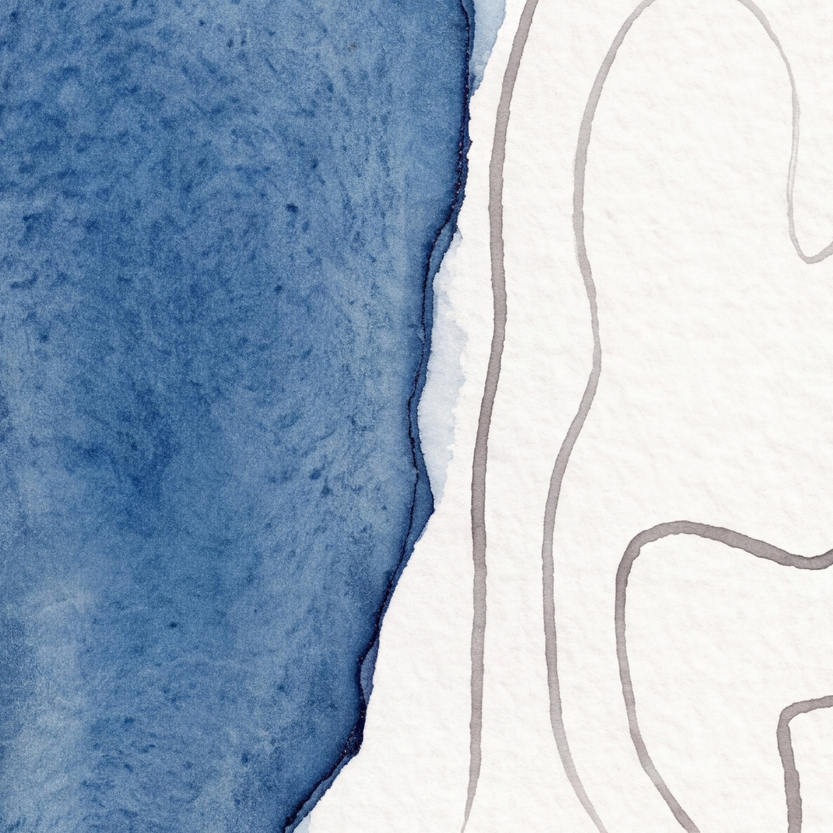 Blelham Tarn map poster close-up: the watercolour lake and the pen-drawn contour lines
