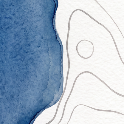 Burnmoor Tarn map poster close-up: the watercolour lake and the pen-drawn contour lines