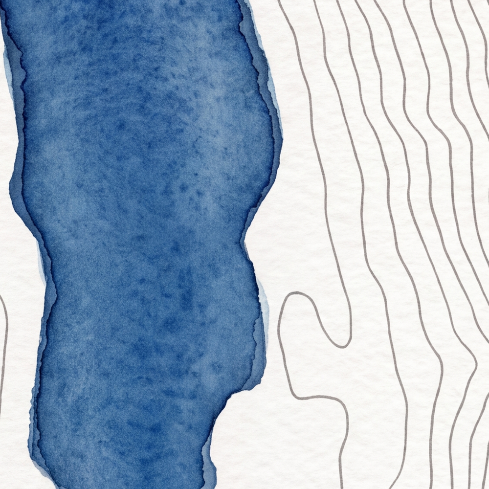 Buttermere map poster close-up: the watercolour lake and the pen-drawn contour lines