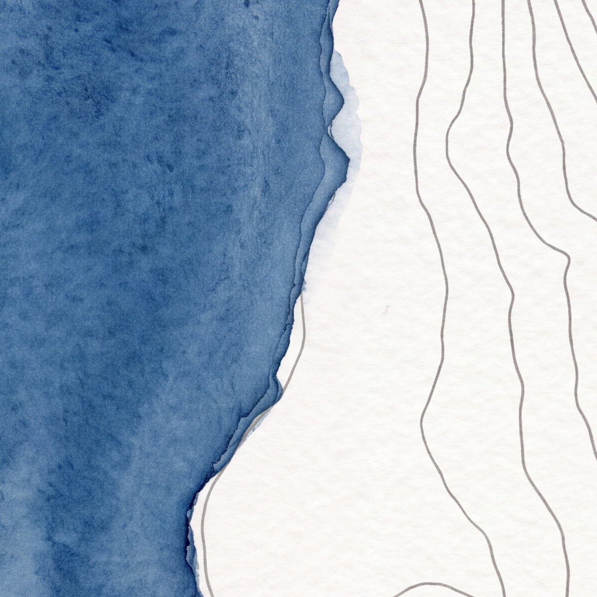 Crummock Water map poster close-up: the watercolour lake and the pen-drawn contour lines