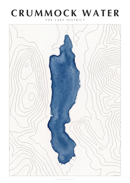 Crummock Water watercolour contour map poster, Lake District