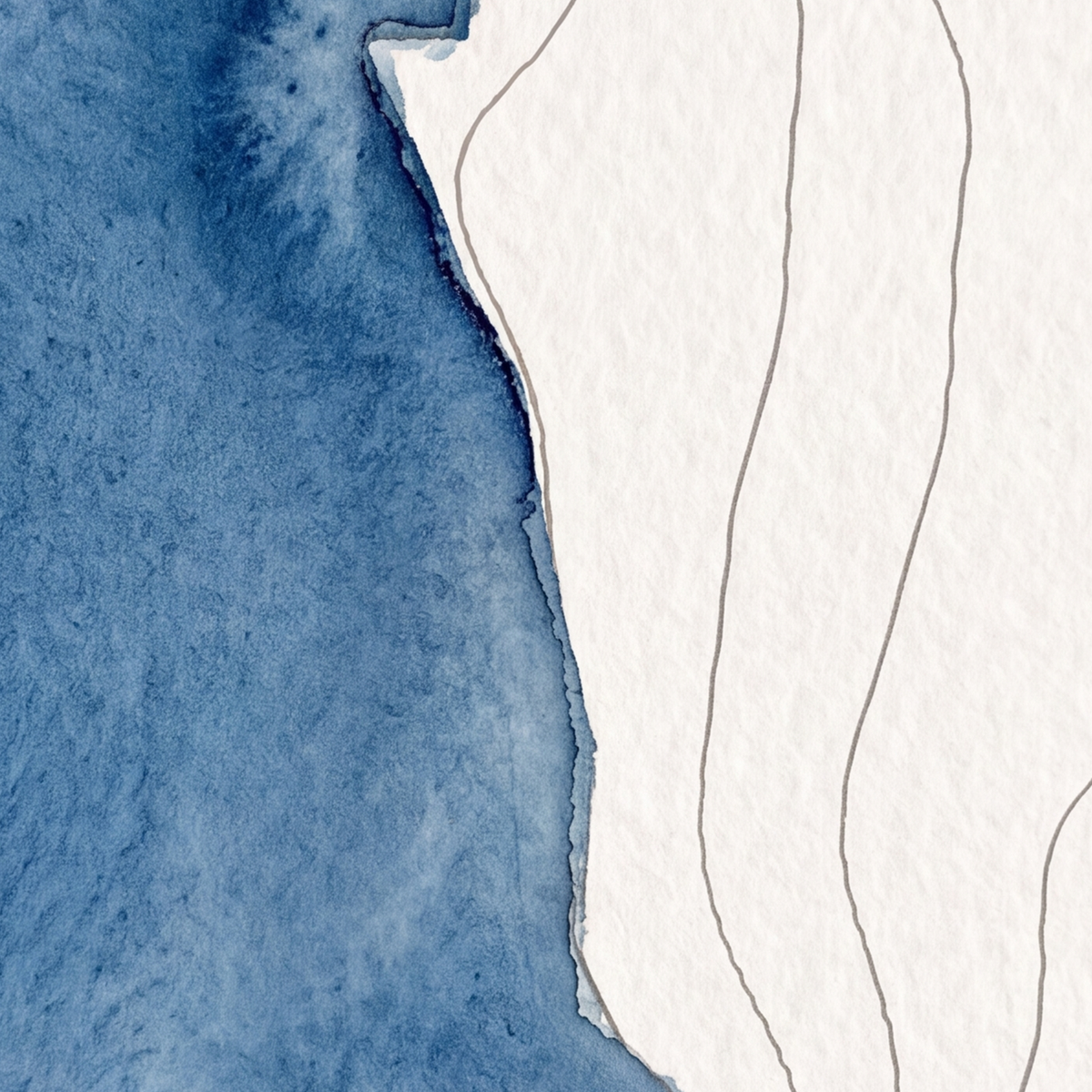 Easedale Tarn map poster close-up: the watercolour lake and the pen-drawn contour lines