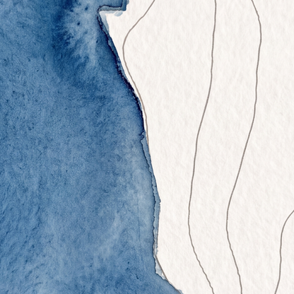Easedale Tarn map poster close-up: the watercolour lake and the pen-drawn contour lines