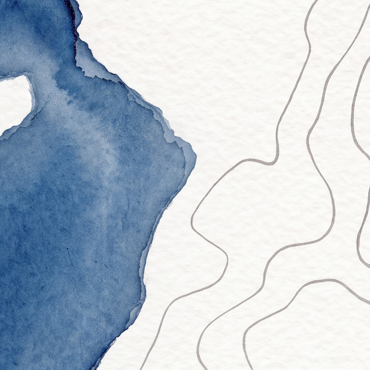 Grasmere map poster close-up: the watercolour lake and the pen-drawn contour lines