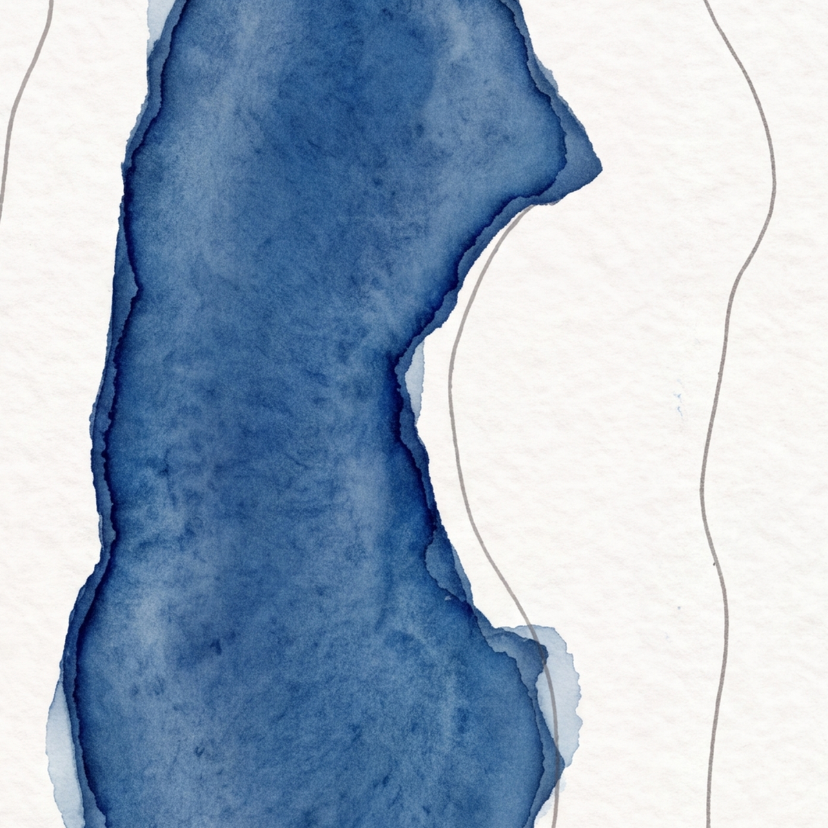 Hayeswater map poster close-up: the watercolour lake and the pen-drawn contour lines