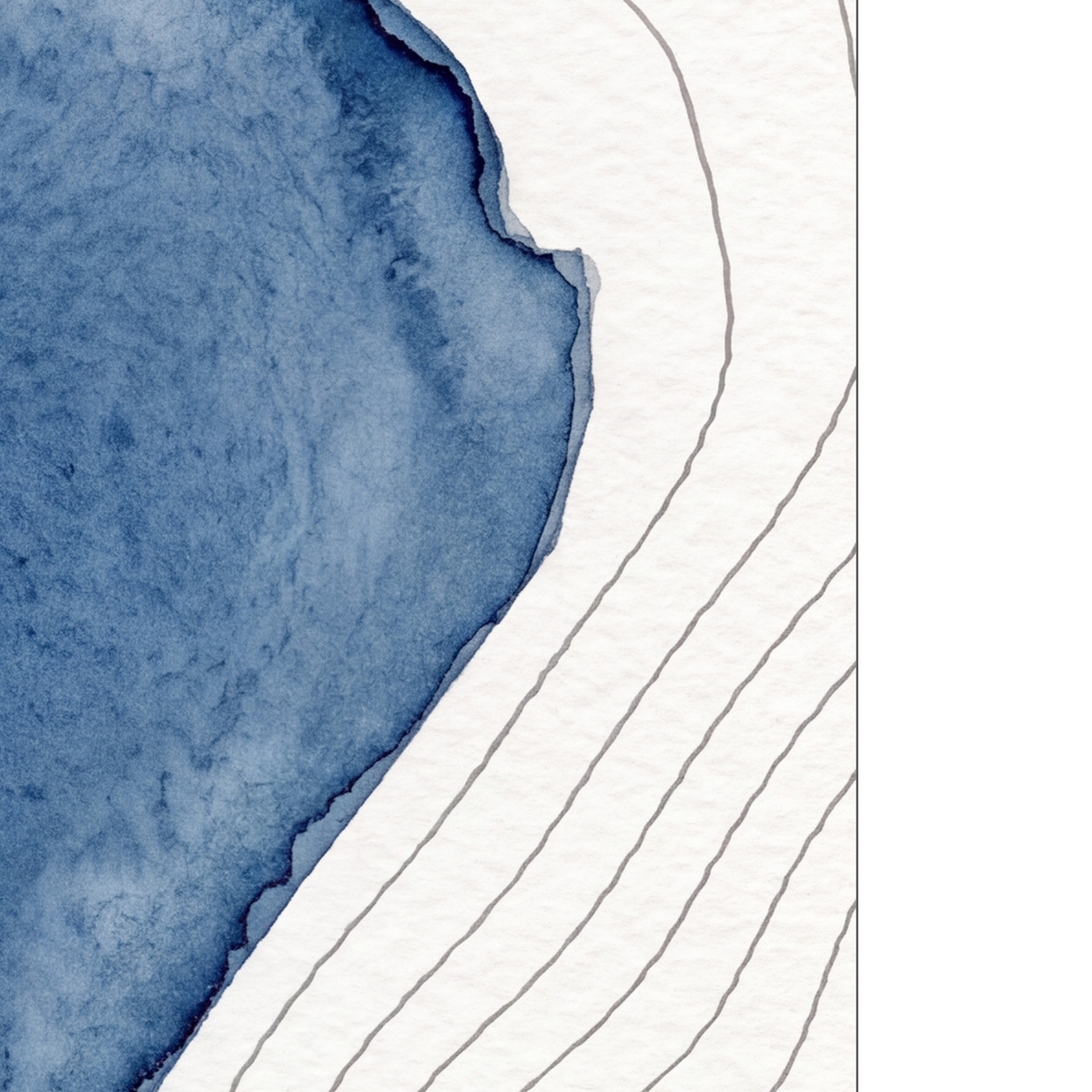 Levers Water map poster close-up: the watercolour lake and the pen-drawn contour lines
