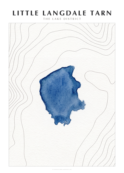 Little Langdale Tarn watercolour contour map poster, Lake District