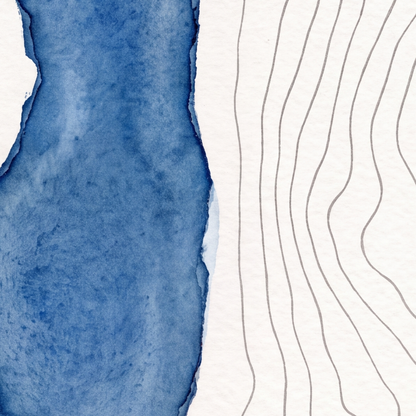 Loweswater map poster close-up: the watercolour lake and the pen-drawn contour lines