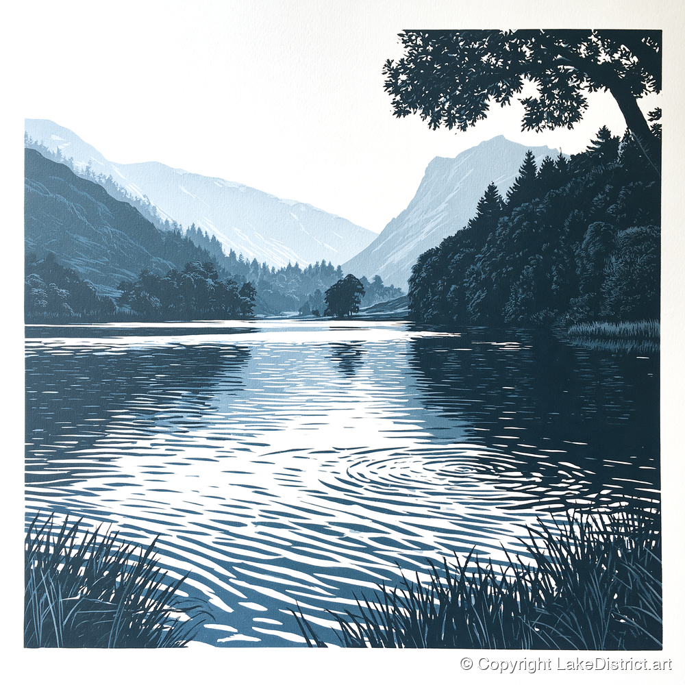 Lake Ripples at First Light - lake district lake art print and canvas by Alfred Morland A.I