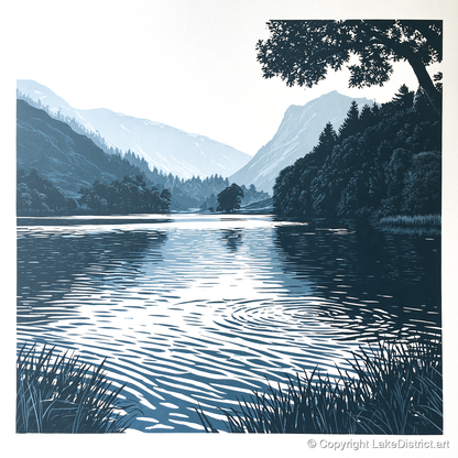 Lake Ripples at First Light - lake district lake art print and canvas by Alfred Morland A.I