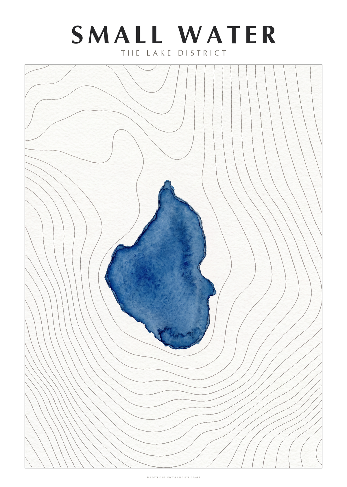 Small Water watercolour contour map poster, Lake District