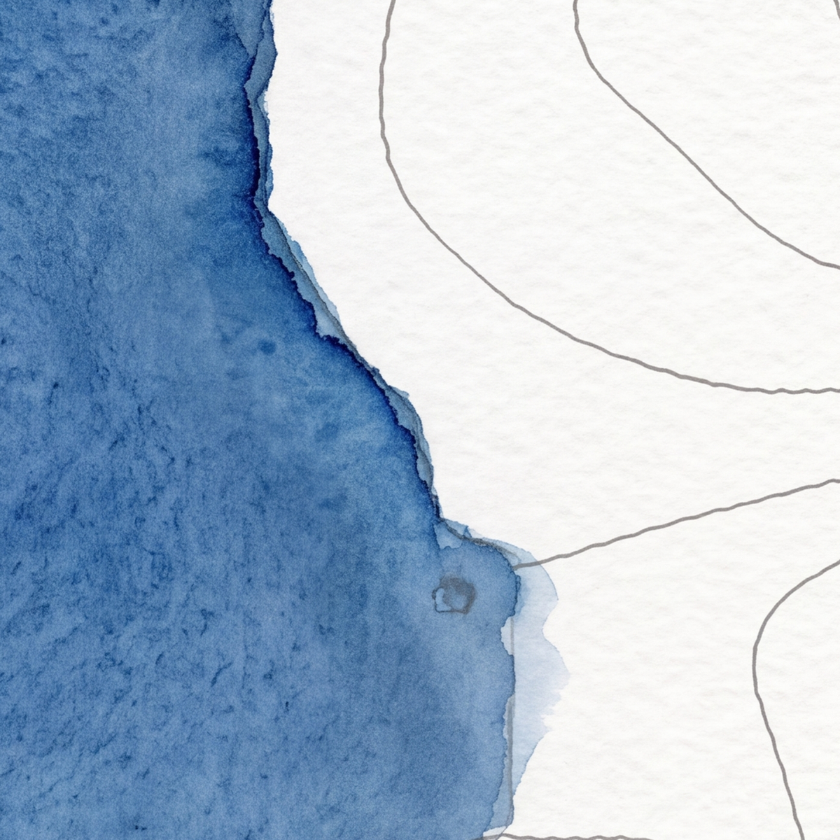 Stickle Tarn map poster close-up: the watercolour lake and the pen-drawn contour lines