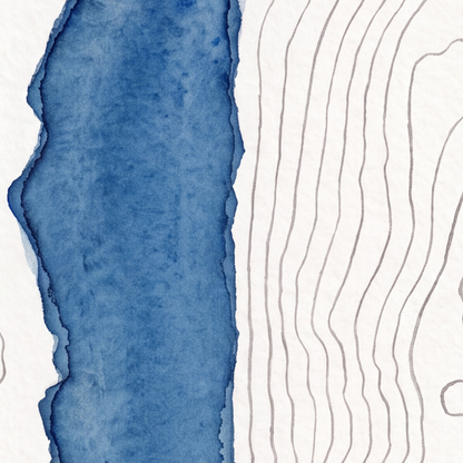 Wast Water map poster close-up: the watercolour lake and the pen-drawn contour lines