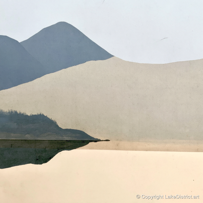 Lakeshore Reflection and Slate Blue Fells - lake district lake art print and canvas by Phillip Marbury A.I