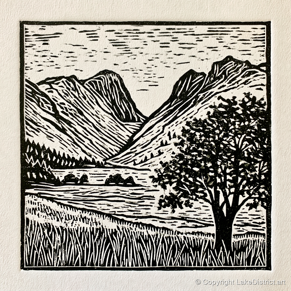 Langdale Pikes in Bold Monochrome - lake district fell art print and canvas by Isaac Denton A.I