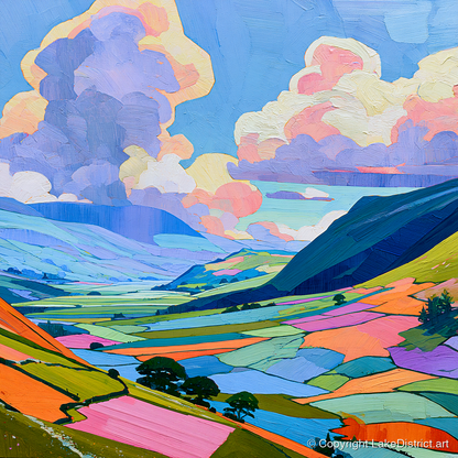 Lavender Clouds Over Rolling Fells - lake district fell art print and canvas by Sylvia Carmichael A.I