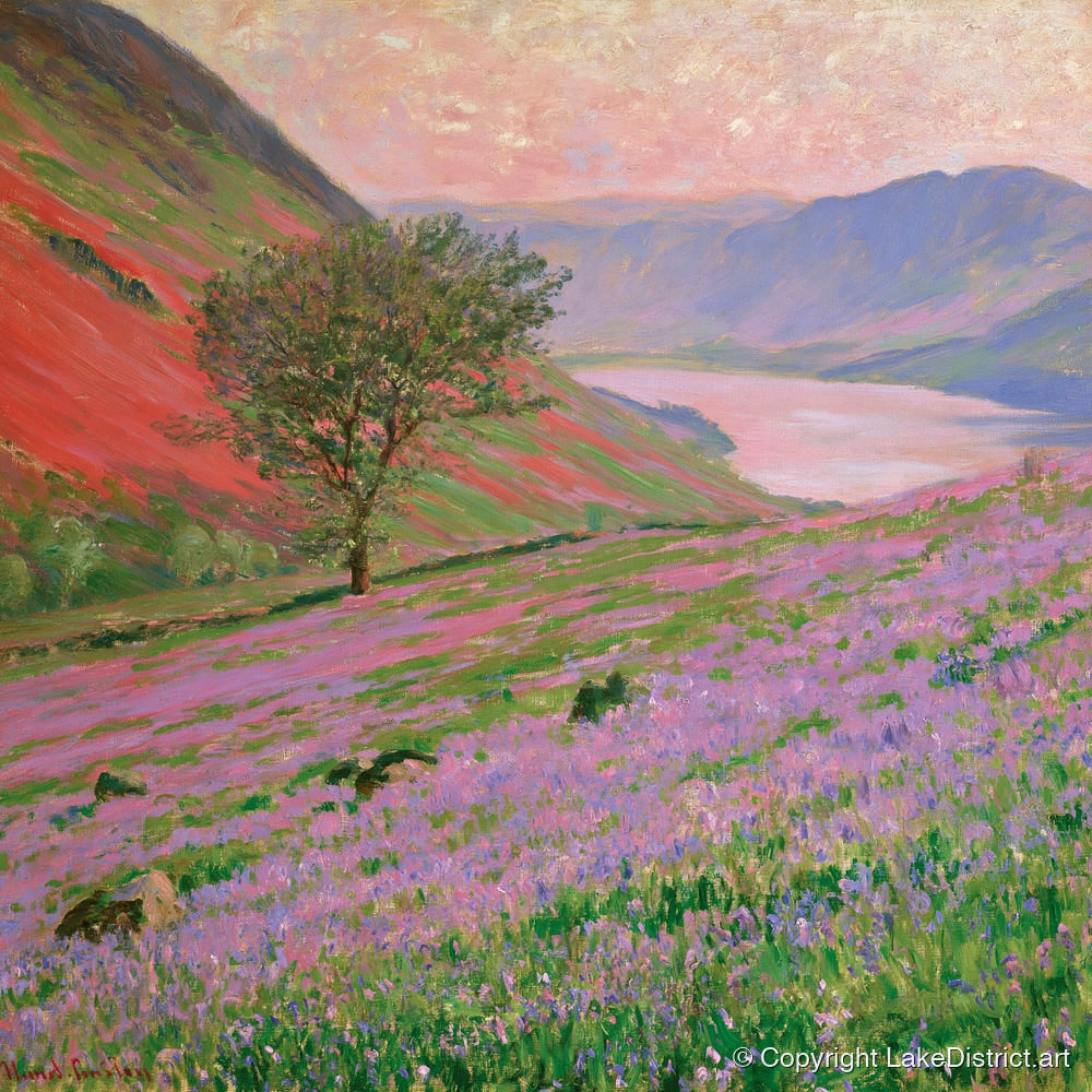 Lavender Fells Above Crummock Water - lake district lake art print and canvas by Clara Sterling A.I