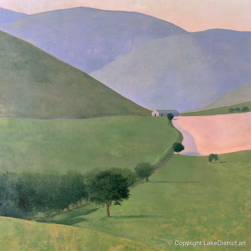 Lavender Fells Above Green Valley - lake district valley art print and canvas by Alistair Thorne A.I