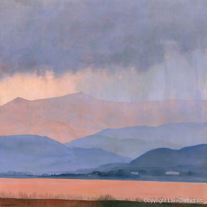 Lavender Fells Beneath Storm Clouds - lake district sky art print and canvas by Alistair Thorne A.I
