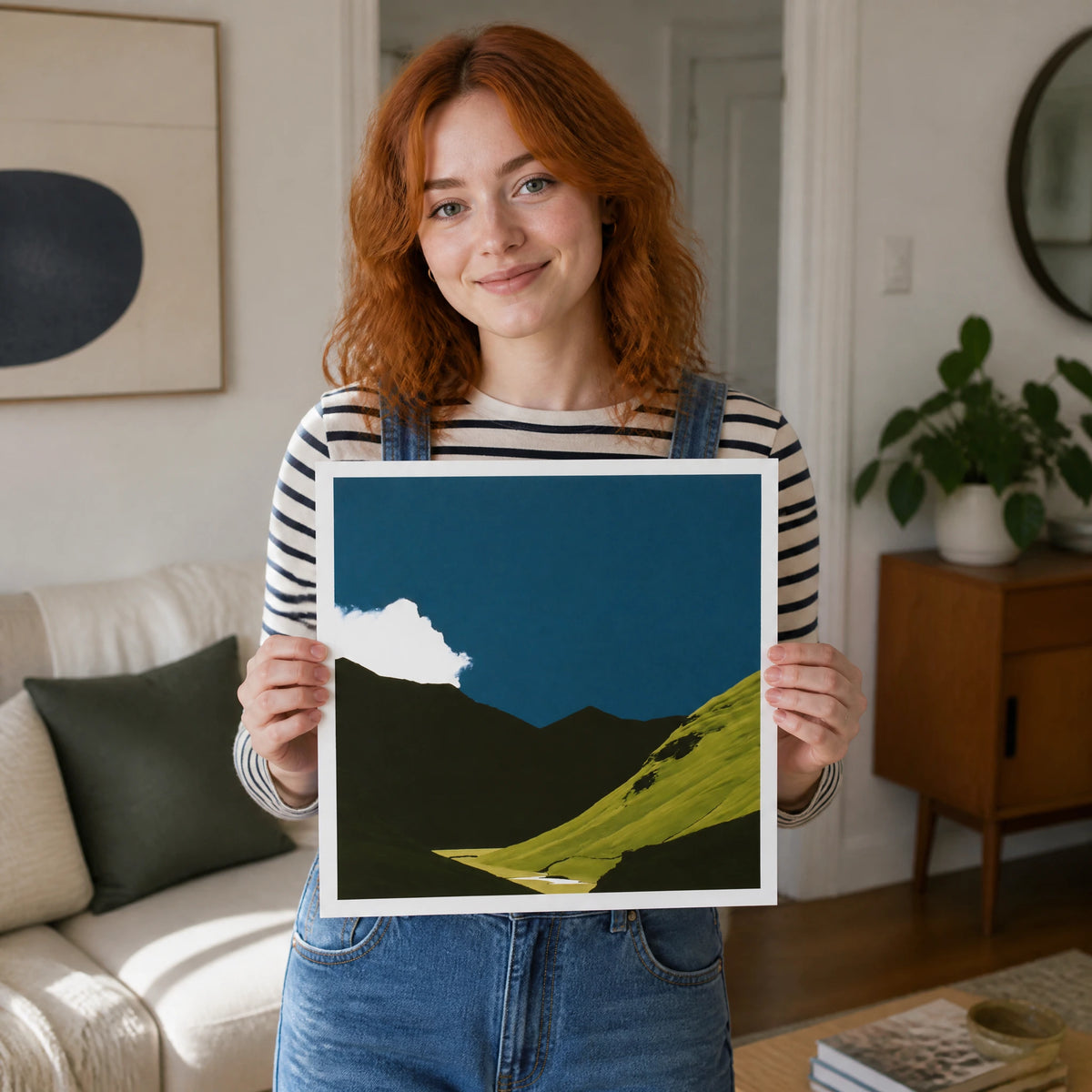 Sunlit Fell Under Storm Cloud — Print (unframed) · 40cm shown in a home interior