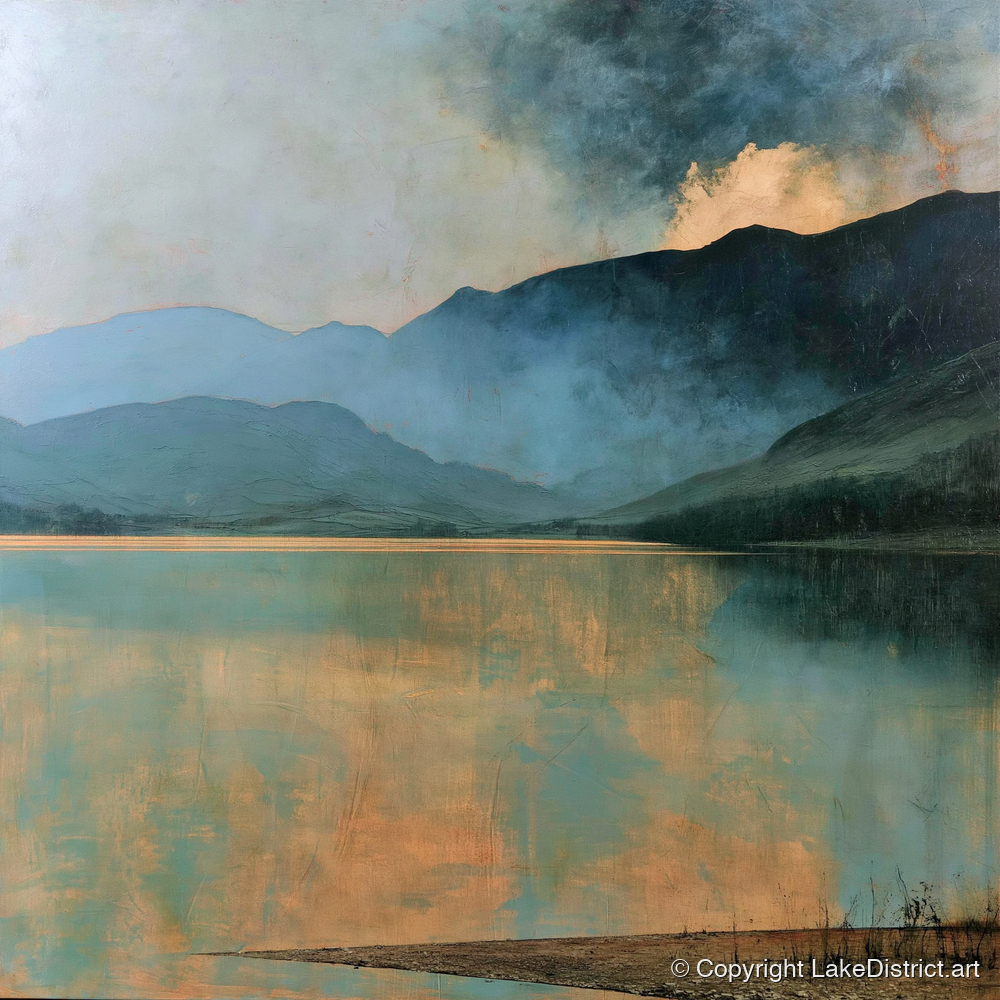Light Breaking Over Crummock Water - lake district lake art print and canvas by Silas Thorne A.I