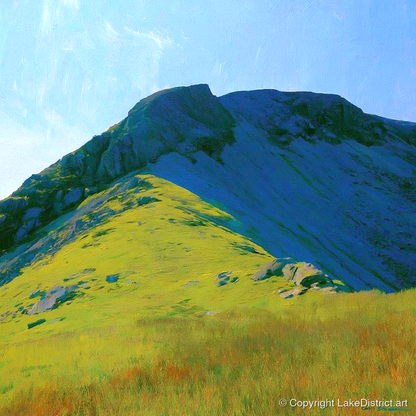 Little Hart Crag Sunlit Ridge - lake district fell art print and canvas by Daphne Morley A.I