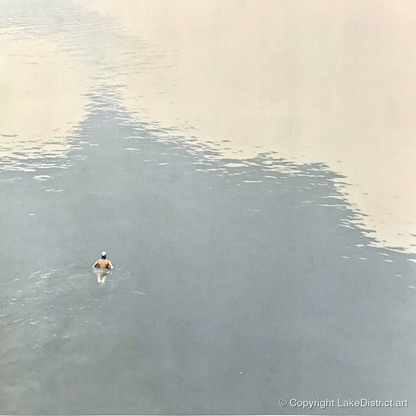 Lone Swimmer on Windermere - windermere wall art art print and canvas by Phillip Marbury A.I