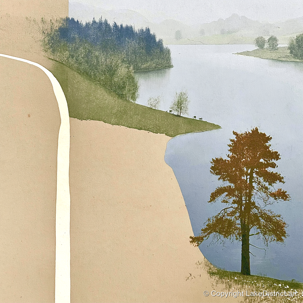 Lone Tree at Tarn Hows - lake district lake art print and canvas by Phillip Marbury A.I