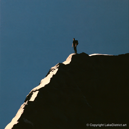 Lone Walker on Striding Edge - lake district walking art print and canvas by Adelaide Calloway A.I