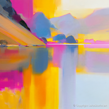 Loweswater Fells in Bold Magenta - lake district lake art print and canvas by Imogen Tate A.I