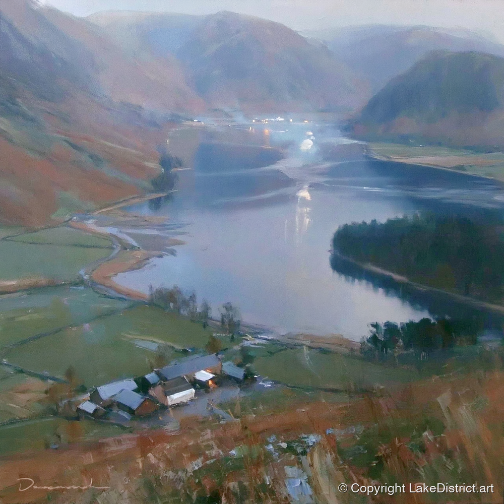Loweswater Valley Under Silver Light - lake district lake art print and canvas by Marcus Dalton A.I