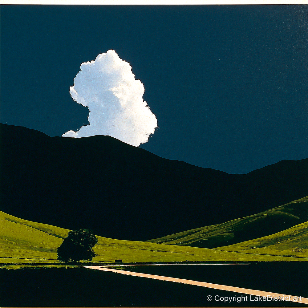 Luminous Cloud Over Rolling Fells - lake district fell art print and canvas by Adelaide Calloway A.I