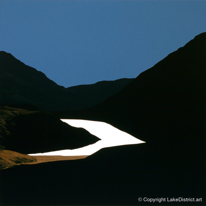 Luminous Lake Below Dark Fells - lake district lake art print and canvas by Adelaide Calloway A.I