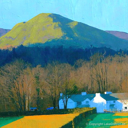 Luminous Latrigg Above White Buildings - lake district fell art print and canvas by Daphne Morley A.I