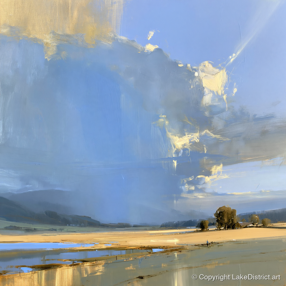 Luminous Storm Clouds Over Fells - lake district sky art print and canvas by Elias Thorne A.I