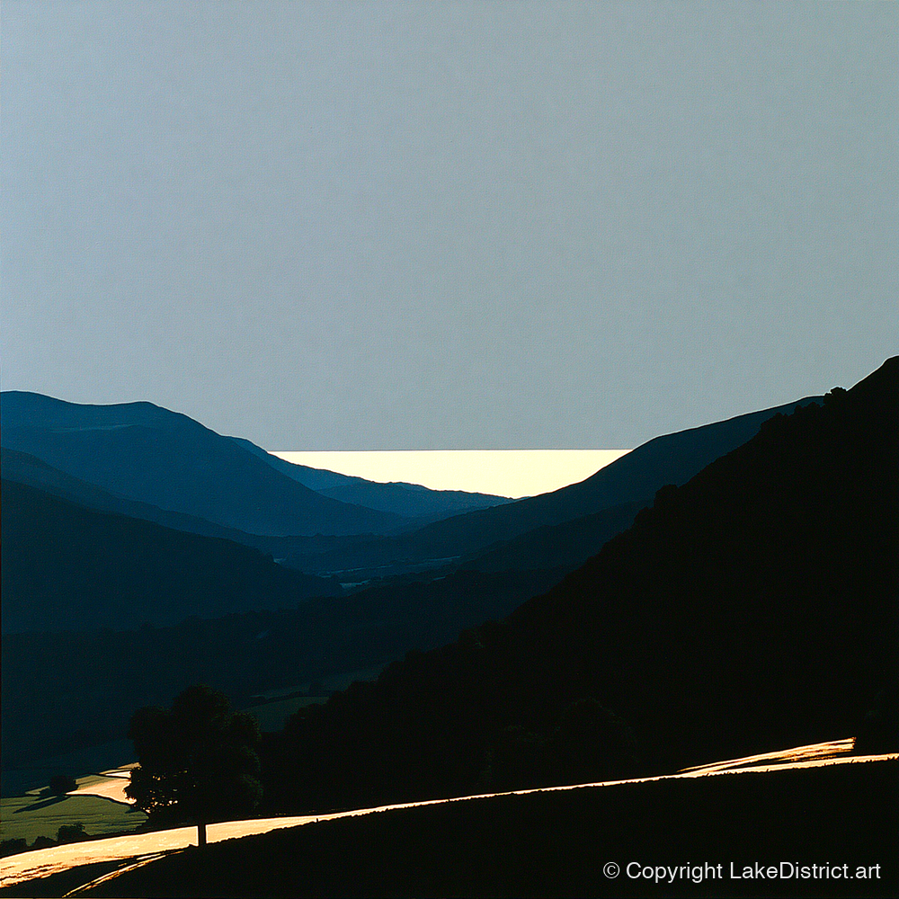 Luminous Valley Mist at Dawn - lake district sky art print and canvas by Adelaide Calloway A.I