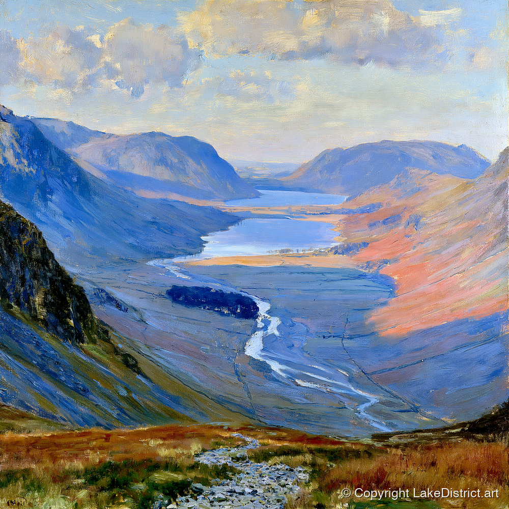 Luminous Valley View from Haystacks - lake district fell art print and canvas by Gabriel Hayes A.I