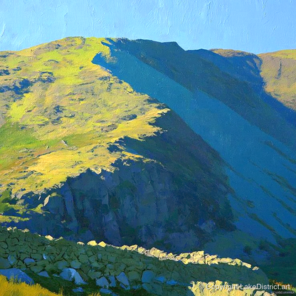 Mardale Ill Bell Sunlit Ridge - lake district fell art print and canvas by Daphne Morley A.I