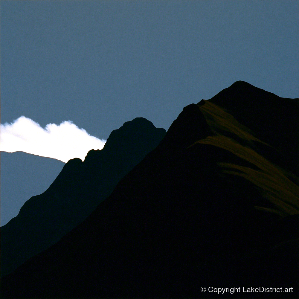 Midnight Blue Fell Ridge - lake district fell art print and canvas by Adelaide Calloway A.I