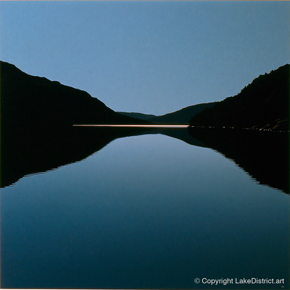 Midnight Blue Lake Reflection - lake district lake art print and canvas by Adelaide Calloway A.I